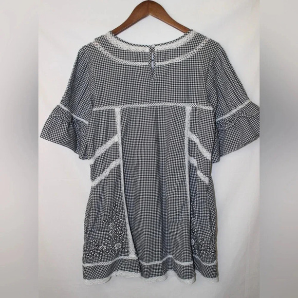 Women’s Free People Sunny Day Mini Summer Plaid Embroidered Shift Sundress Med - Picture 10 of 13